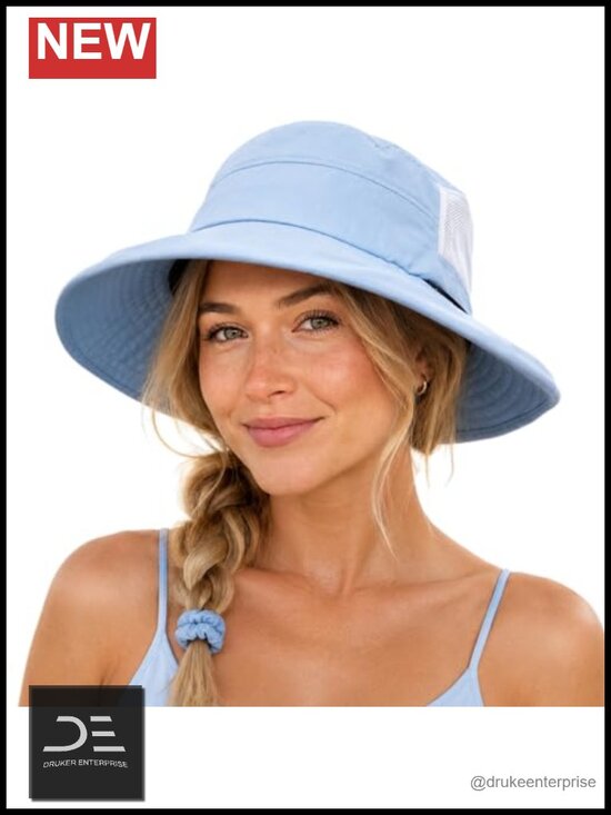Women\'s Wide Brim Bucket Sun Hat with Ponytail Hole UPF 50+ Packable main image 6